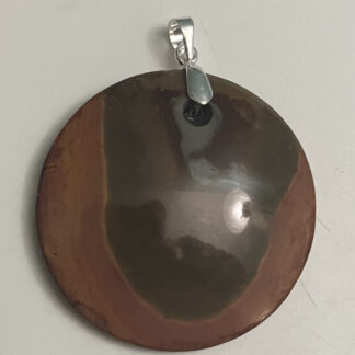 Round Tigers Eye Pendant With Solid Silver Clasp