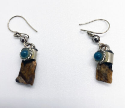 Peruvian Alpaca SIlver Earrings with Tigers Eye and Turquoise bead